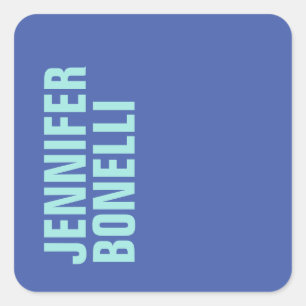 Professionele minimalistische vetgedrukte blauwe n vierkante sticker