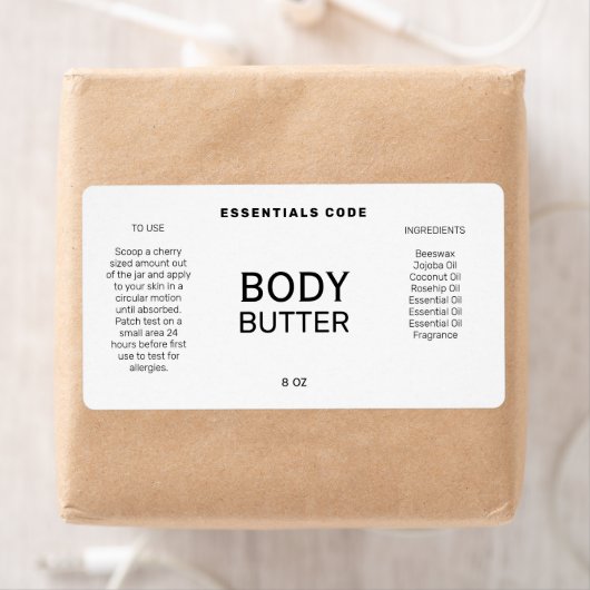 Professionele minimalistische witte-lichaampotterl etiket (Insitu)