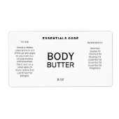 Professionele minimalistische witte-lichaampotterl etiket (Voorkant)