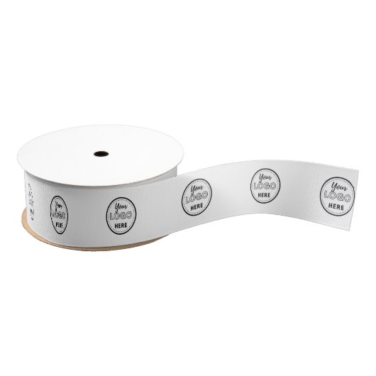 Professionele minimalistische witte Logo Grosgrain Lint (Spoel)
