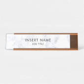 Professionele minimalistische witte marmer bureau naambordje (Voorkant)