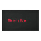 Professionele Minimalistische Zwart Rood Modern Pl Naambadge (Voorkant)