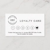 Professionele Minimalistische Zwart Wit Custom Log Klantenkaartje (Voorkant)