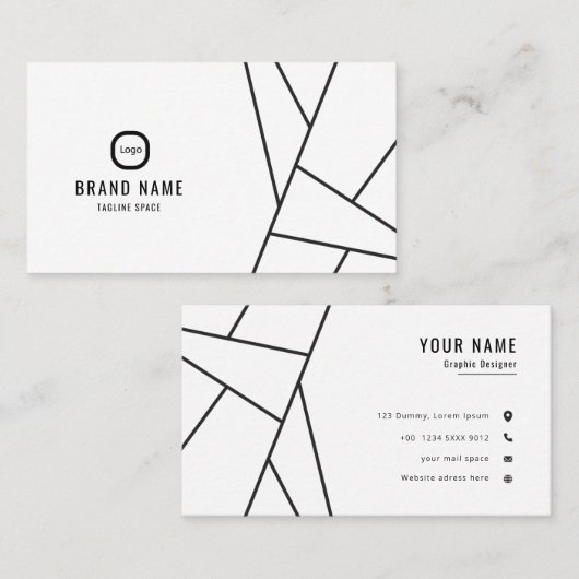 Professionele minimalistische zwart-witluxe visitekaartje (Voorkant / Achterkant)