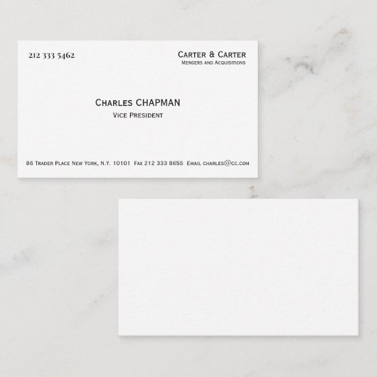 Professionele minimalistische zwarte en witte eleg visitekaartje (Voorkant / Achterkant)