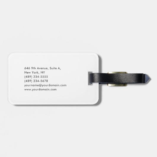 Professionele, minimalistische zwarte zwarte moder bagagelabel (Achterkant horizontaal)