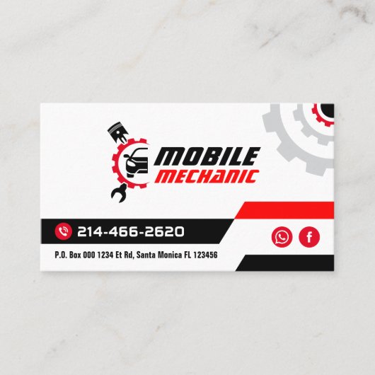 Professionele mobiele monteur, auto reparatie bewe visitekaartje (Voorkant)