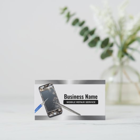 Professionele Mobiele Telefoon Reparatie Service Visitekaartje (Staand voorkant)