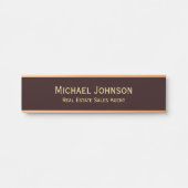 Professionele Modern Bruin Goud Kantoor Naam Titel Deurbordje (Voorkant)