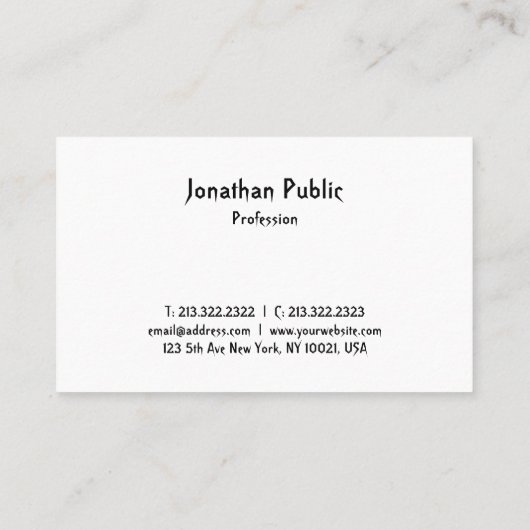 Professionele Modern Cool Trendy Script Sjabloon Visitekaartje (Achterkant)