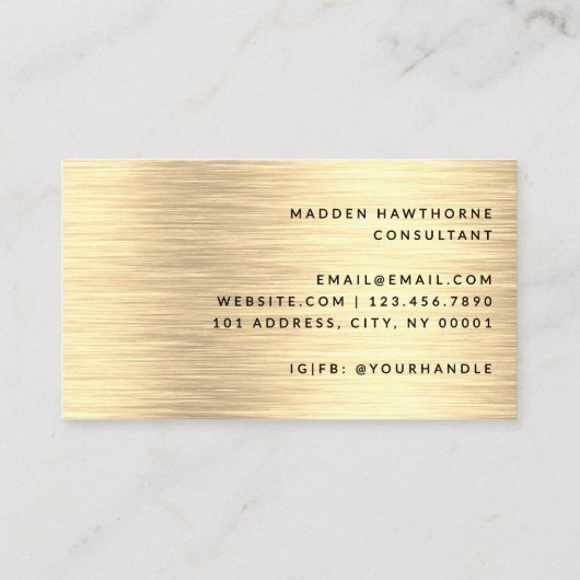 Professionele Modern Eenvoudige Gouden Geborsteld  Visitekaartje (Achterkant)