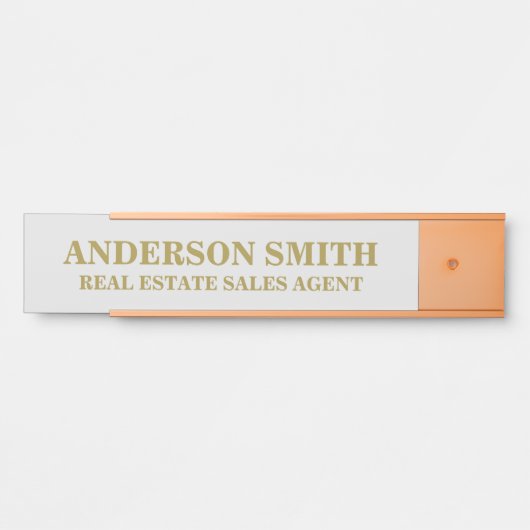 Professionele Modern grijs Goud Kantoor Naam Titel Deurbordje (Voorkant)