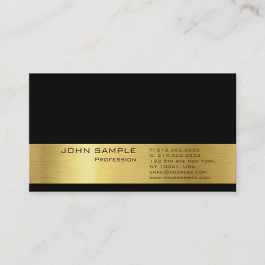 Professionele Modern Plain Elegant Gold Look Delux Visitekaartje (Voorkant)