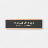 Professionele Modern Zwart Goud Kantoor Naam Titel Deurbordje (Voorkant)