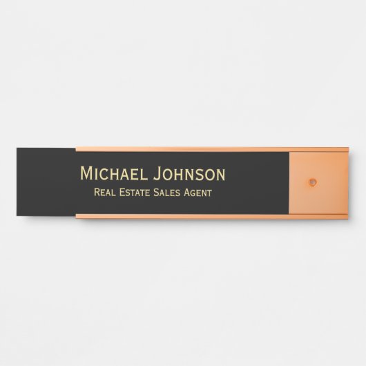 Professionele Modern Zwart Goud Kantoor Naam Titel Deurbordje (Voorkant)