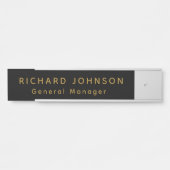 Professionele Modern Zwart Goud Kantoor Naam Titel Deurbordje (Voorkant)