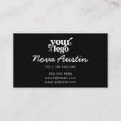 Professionele Modern Zwart QR Code Upload uw Logo Visitekaartje (Achterkant)