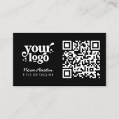 Professionele Modern Zwart QR Code Upload uw Logo Visitekaartje (Voorkant)