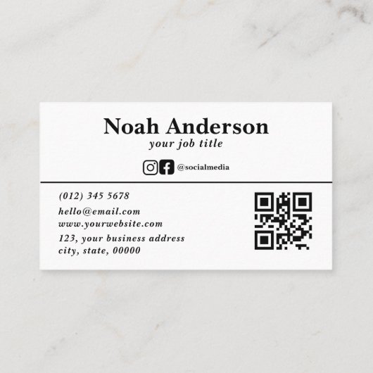 Professionele moderne aangepaste QR-code Visitekaartje (Achterkant)