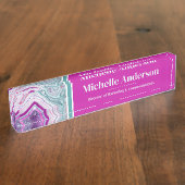 Professionele moderne agaat elegant naambordje (Zijkant)