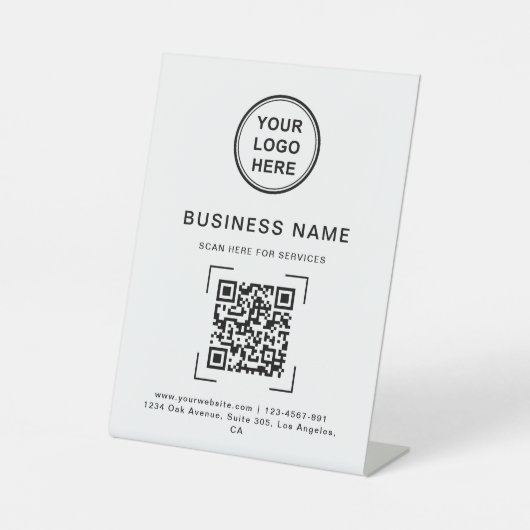 Professionele moderne bedrijfsnaam QR Code Logo Reclamebord Met Voetstuk (Voorkant)