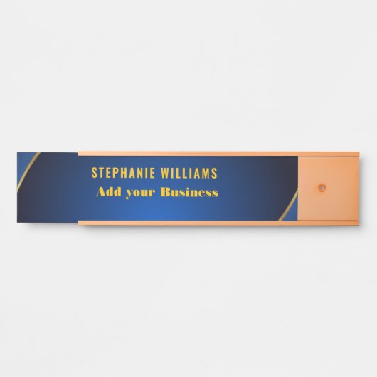 Professionele Moderne Blauw Gouden Kantoor Naam Ti Deurbordje (Voorkant)