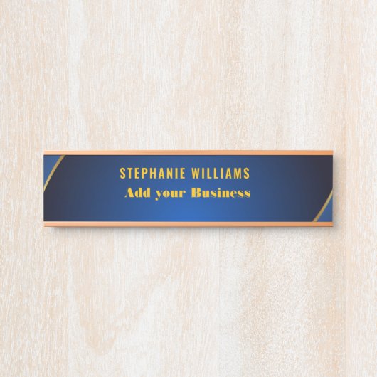 Professionele Moderne Blauw Gouden Kantoor Naam Ti Deurbordje (Voorkant)