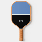 Professionele Moderne Blauw & Zwart Monogram Initi Pickleball Paddle (Voorkant)