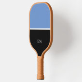 Professionele Moderne Blauw & Zwart Monogram Initi Pickleball Paddle (Links)