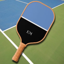 Professionele Moderne Blauw & Zwart Monogram Initi Pickleball Paddle