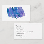 Professionele moderne blauwe en Paarse Waterverf Visitekaartje (Voorkant / Achterkant)