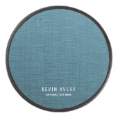Professionele moderne Blauwe Linen Textuur Hockey Puck (Voorkant)