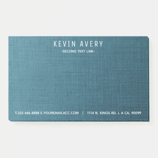 Professionele moderne Blauwe Linen Textuur Post-it® Notes (Voorkant)