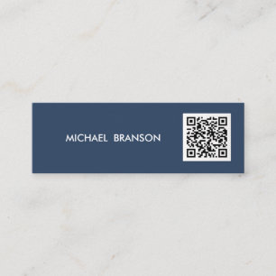 Professionele, moderne, blauwe, minimalistische QR Mini Visitekaartje