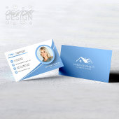 Professionele Moderne Blauwe Vastgoed Agent Foto Visitekaartje
