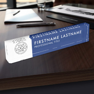 Professionele, Moderne Blauwe Witte Logo, Naam, Ti Naambordje