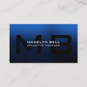 Professionele Moderne Blauwe Zwarte Monogram Visitekaartje