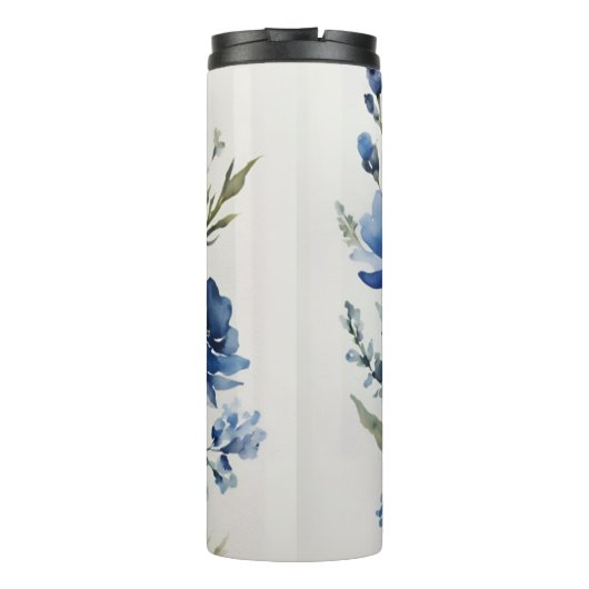 Professionele moderne bloemen Voeg naam toe Thermosbeker (Achterkant)