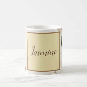 Professionele Moderne Bloemenpastel Beige Kleur Koffiemok