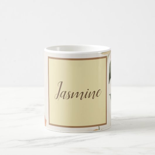 Professionele Moderne Bloemenpastel Beige Kleur Koffiemok (Center)