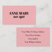 Professionele Moderne Blush Roze Zwart Haar Stylis Visitekaartje (Voorkant / Achterkant)