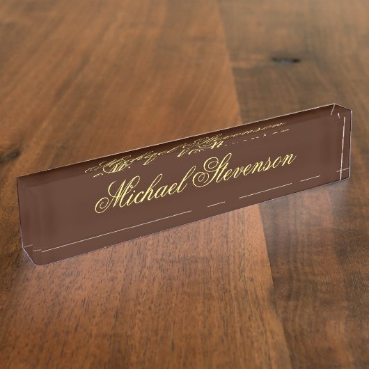 Professionele moderne bruine Desk Naambordje (Zijkant)