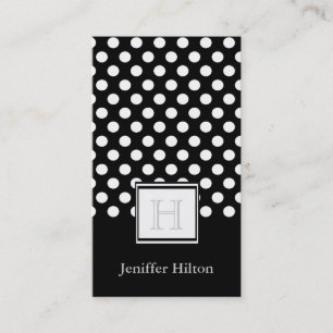 Professionele moderne chic polka dots monogram visitekaartje