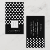 Professionele moderne chic polka dots monogram visitekaartje (Voorkant / Achterkant)