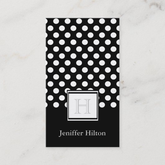 Professionele moderne chic polka dots monogram visitekaartje (Voorkant)