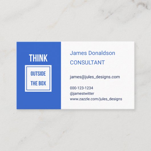 Professionele moderne consultant helderblauw visitekaartje (Voorkant)