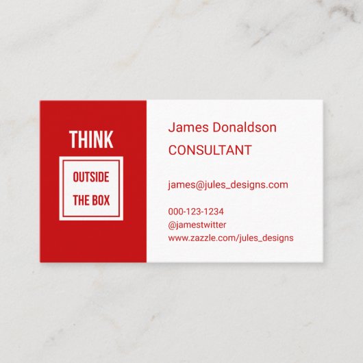 Professionele moderne consultant rood visitekaartje (Voorkant)