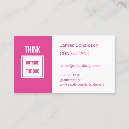 Professionele moderne consultant roze visitekaartje (Voorkant)