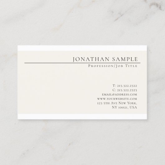 Professionele moderne, creatieve, minimale vlakte visitekaartje (Achterkant)