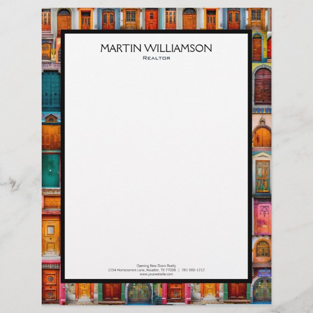 Professionele moderne deuren Real Estate New Home Briefhoofd (Voorkant)